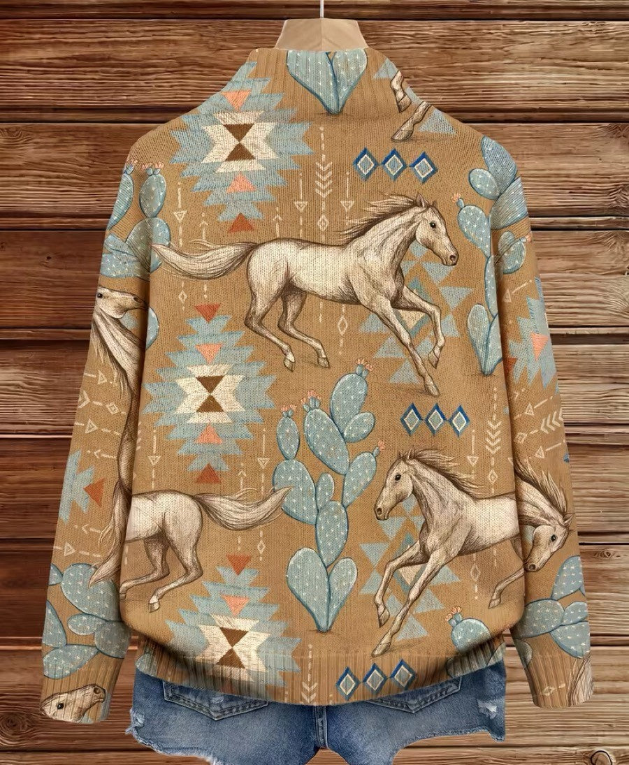 Perpetua | Ökenhäst och Kaktus Zip Cardigan
