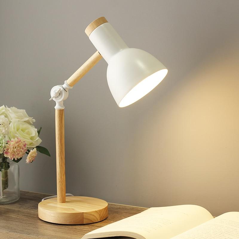LuminoShade - Nowoczesna Drewniana Lampa Biurkowa w Stylu Skandynawskim
